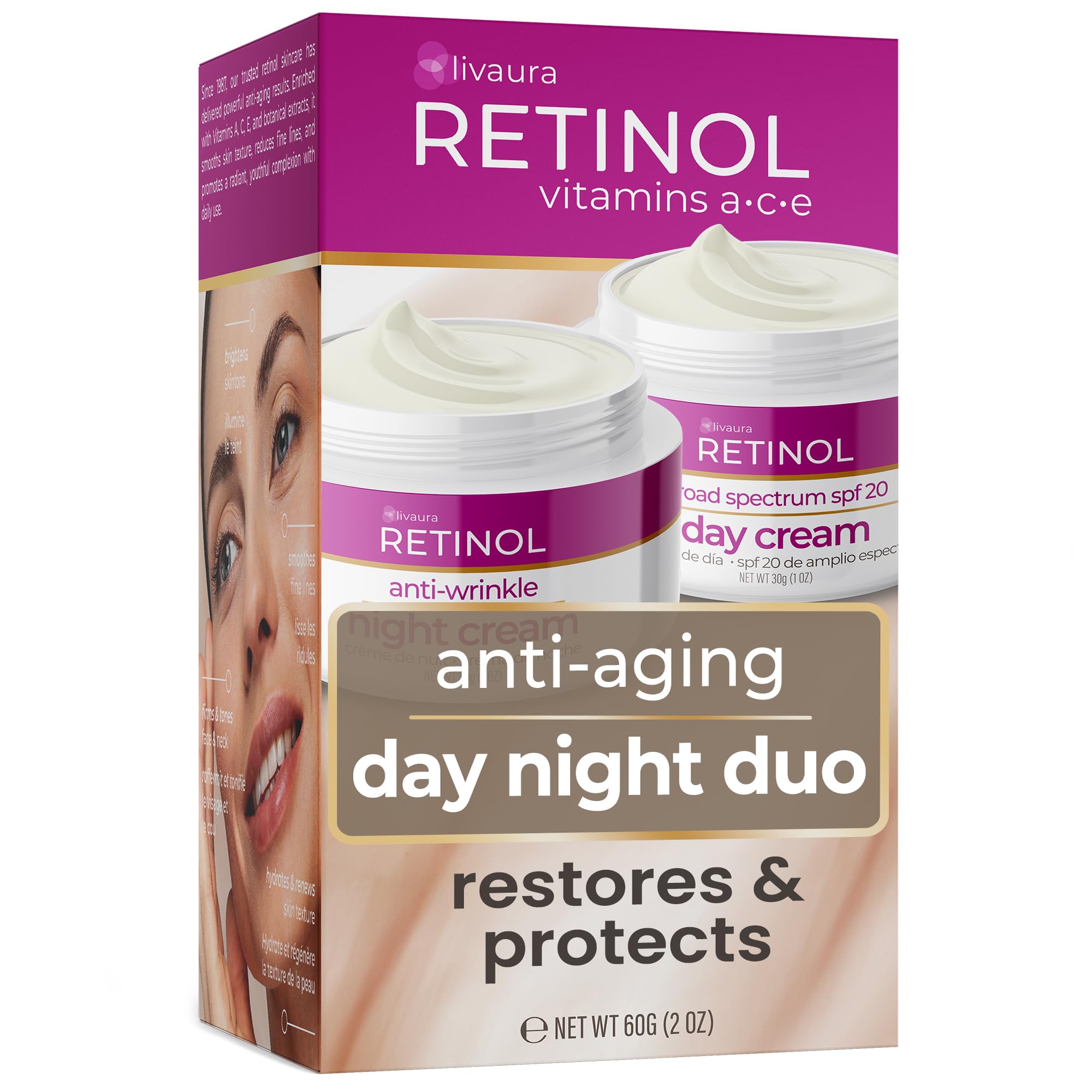 Amazon.com: Retinol LIVAURA Day and Night Cream for Women - Anti